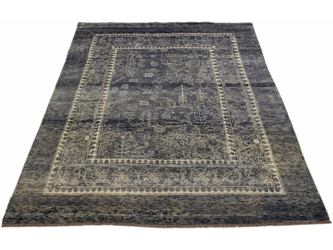Transitional Revival Wool Rug 6 X 9