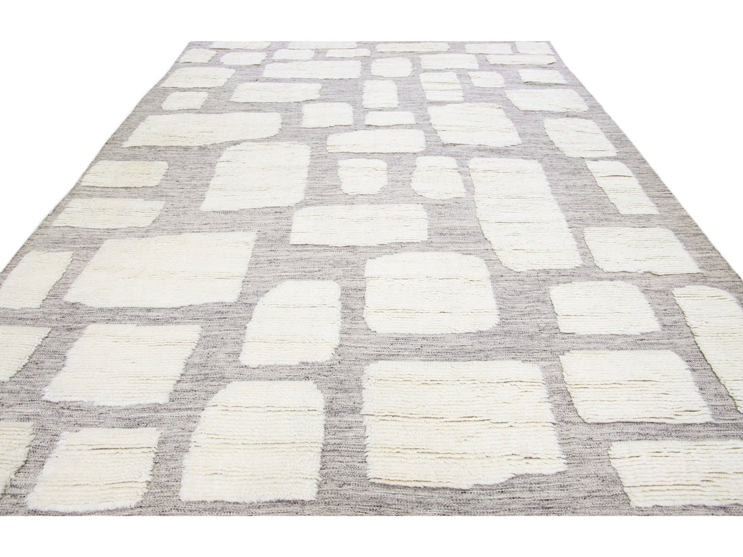 Modern Moroccan Wool Rug 10 X 14
