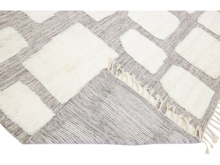 Modern Moroccan Wool Rug 10 X 14