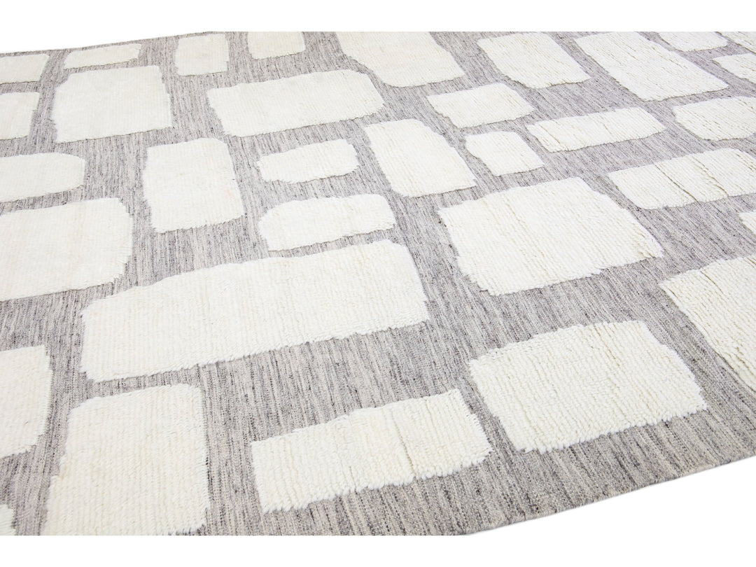 Modern Moroccan Wool Rug 10 X 14