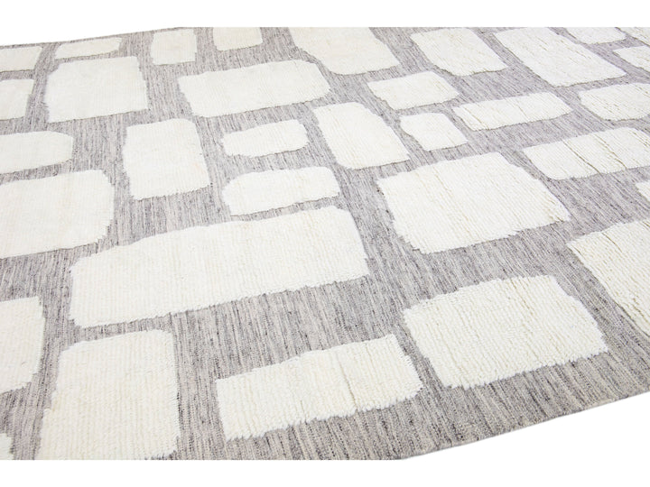 Modern Moroccan Wool Rug 10 X 14
