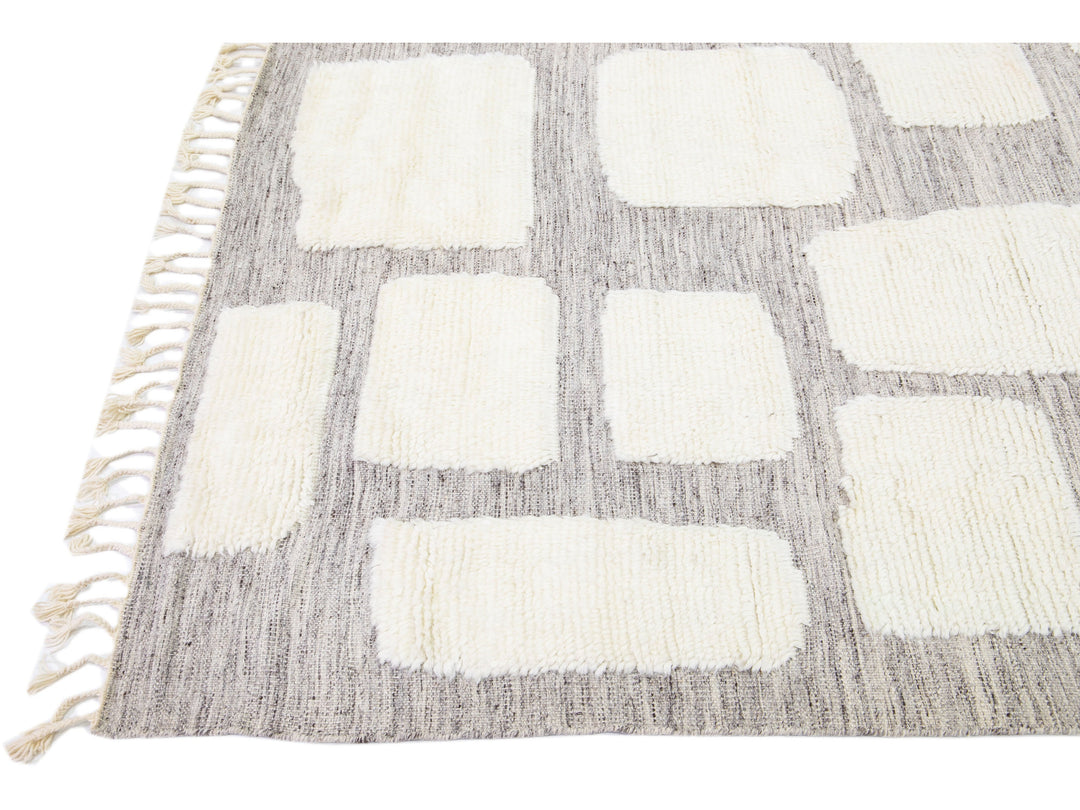 Modern Moroccan Wool Rug 10 X 14