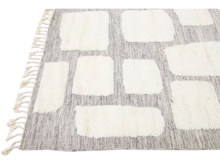 Modern Moroccan Wool Rug 10 X 14