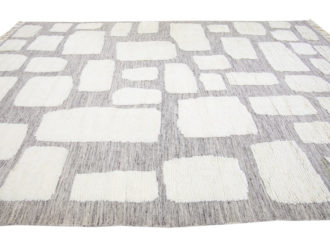 Modern Moroccan Wool Rug 10 X 14