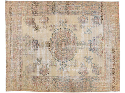 Antique Kerman Wool Rug 9 X 11