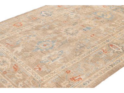 Contemporary Beige Sultanabad Handmade Floral Wool Rug