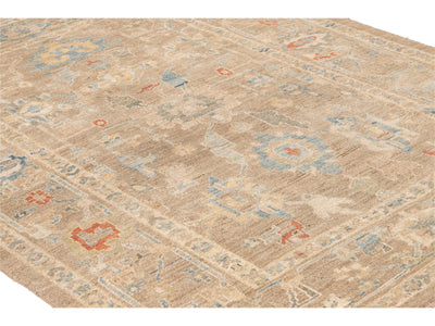 Contemporary Beige Sultanabad Handmade Floral Wool Rug