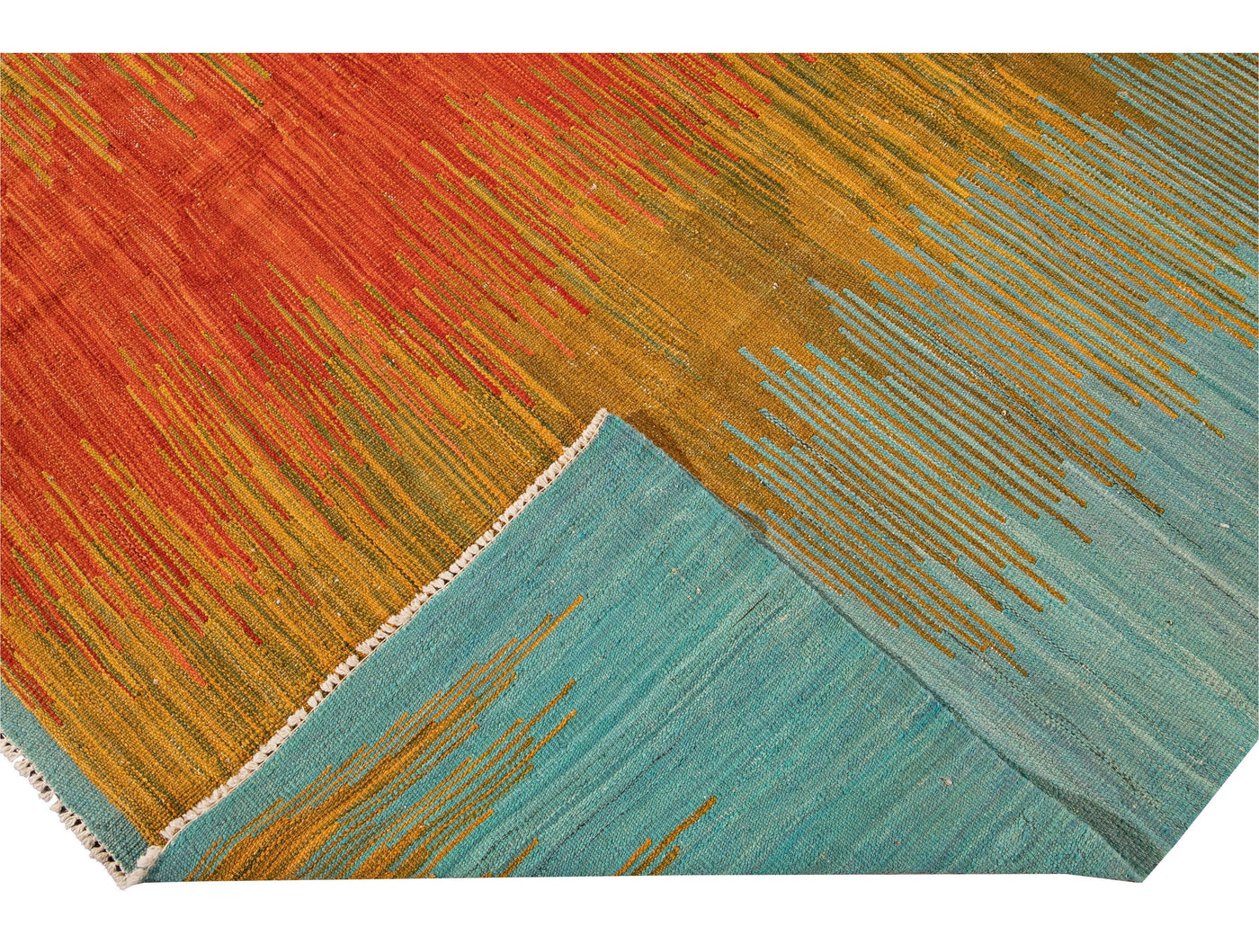Modern Kilim Flatweave Multicolor Abstract Wool Rug