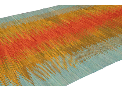 Modern Kilim Flatweave Multicolor Abstract Wool Rug