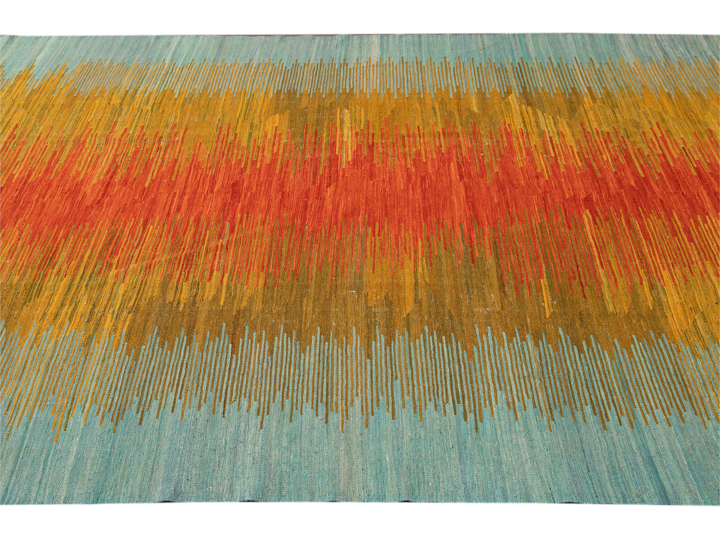 Modern Kilim Flatweave Multicolor Abstract Wool Rug