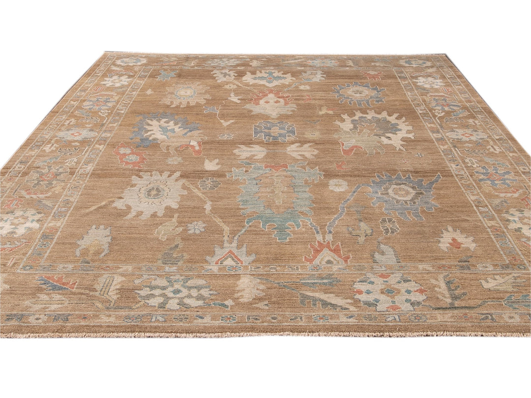 Modern Sultanabad Brown Handmade Floral Wool Rug