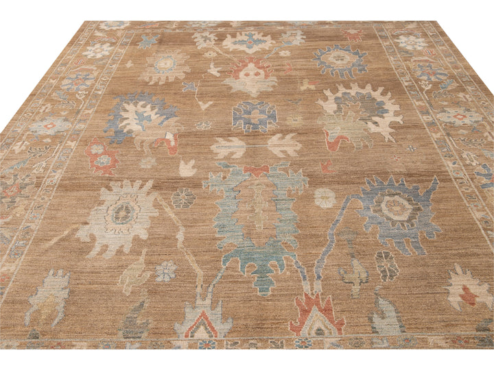 Modern Sultanabad Brown Handmade Floral Wool Rug