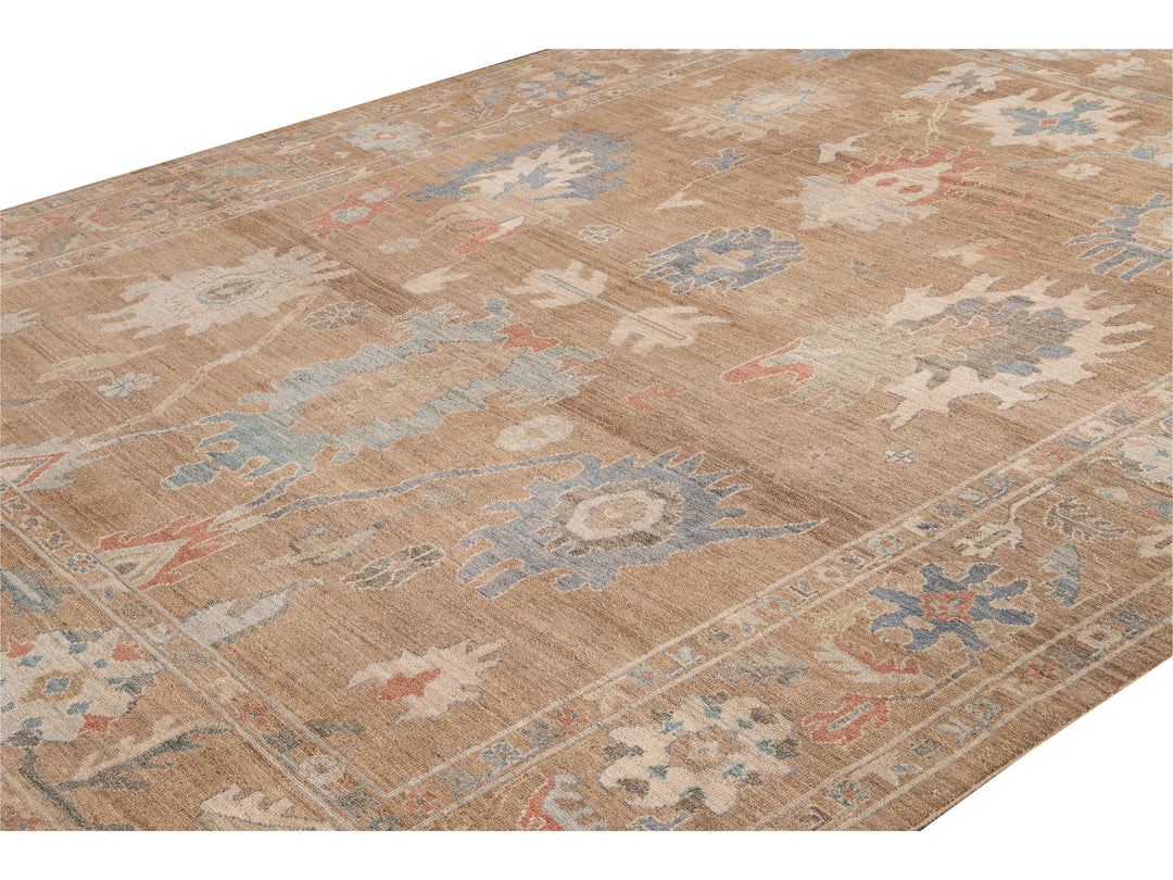 Modern Sultanabad Brown Handmade Floral Wool Rug