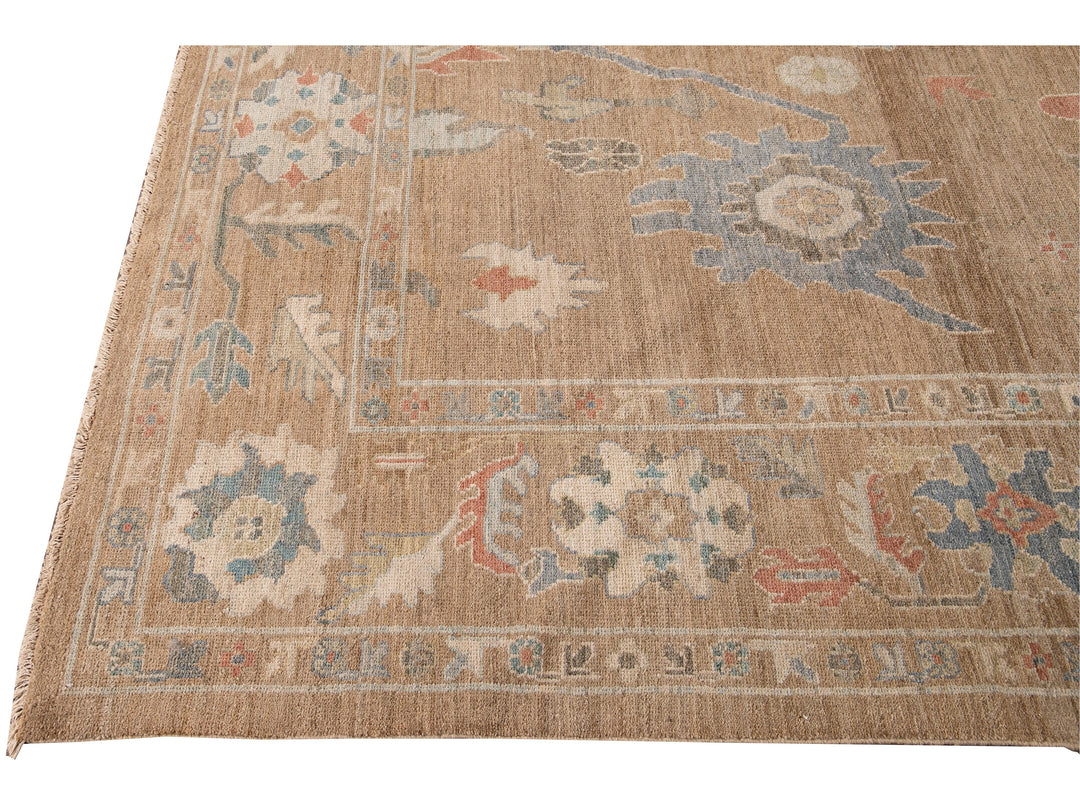 Modern Sultanabad Brown Handmade Floral Wool Rug