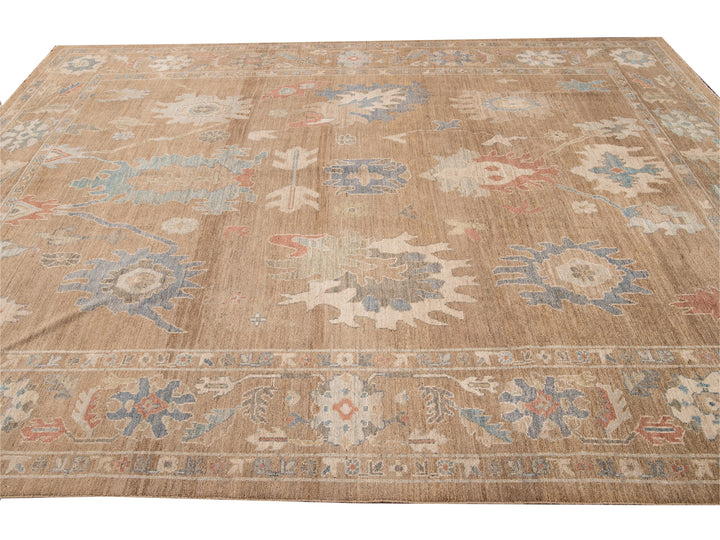 Modern Sultanabad Brown Handmade Floral Wool Rug