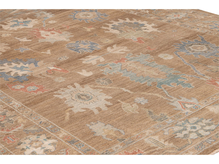 Modern Sultanabad Brown Handmade Floral Wool Rug