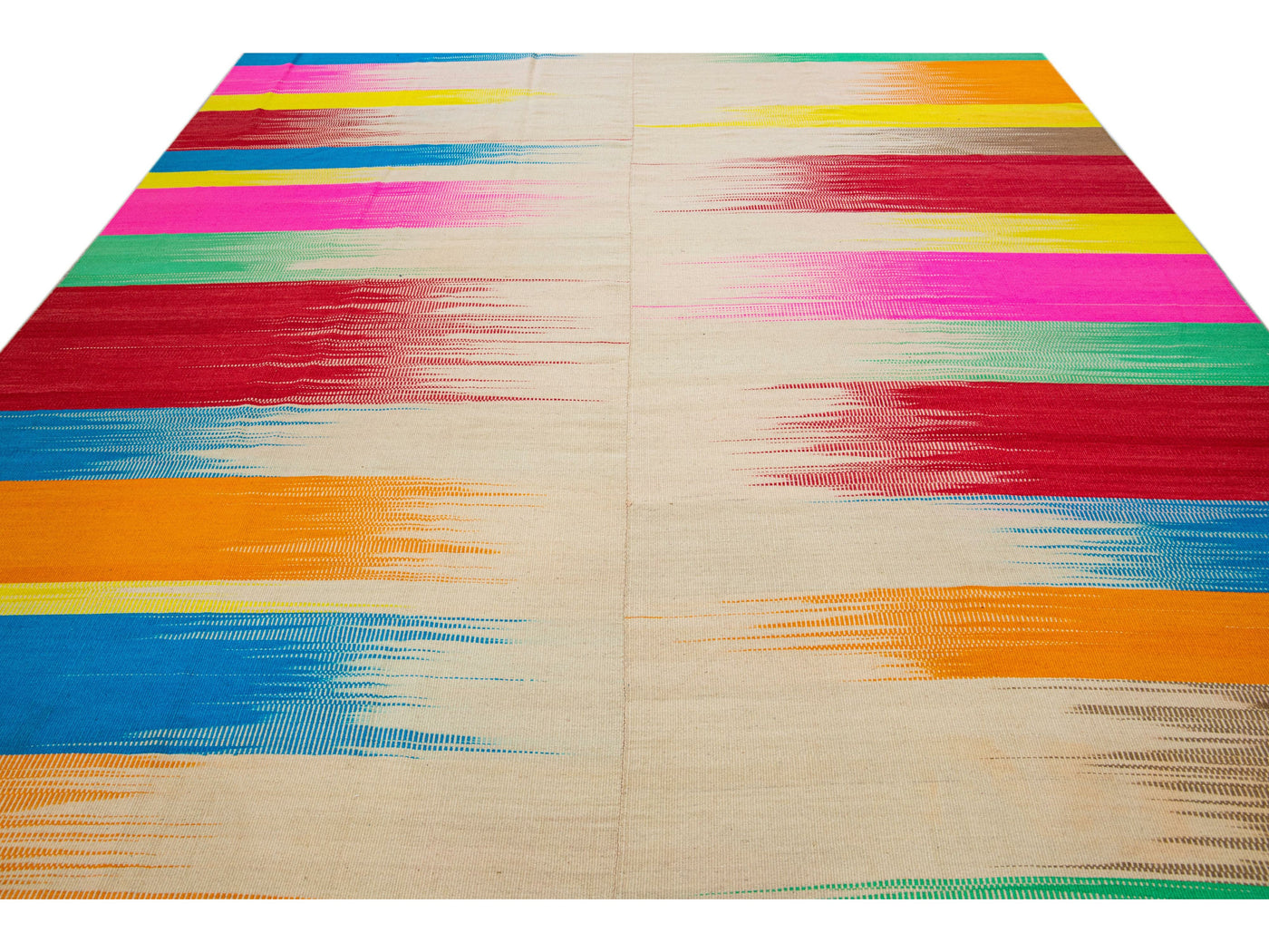 Modern Kilim Flatweave Multicolor Abstract Handmade Wool Rug