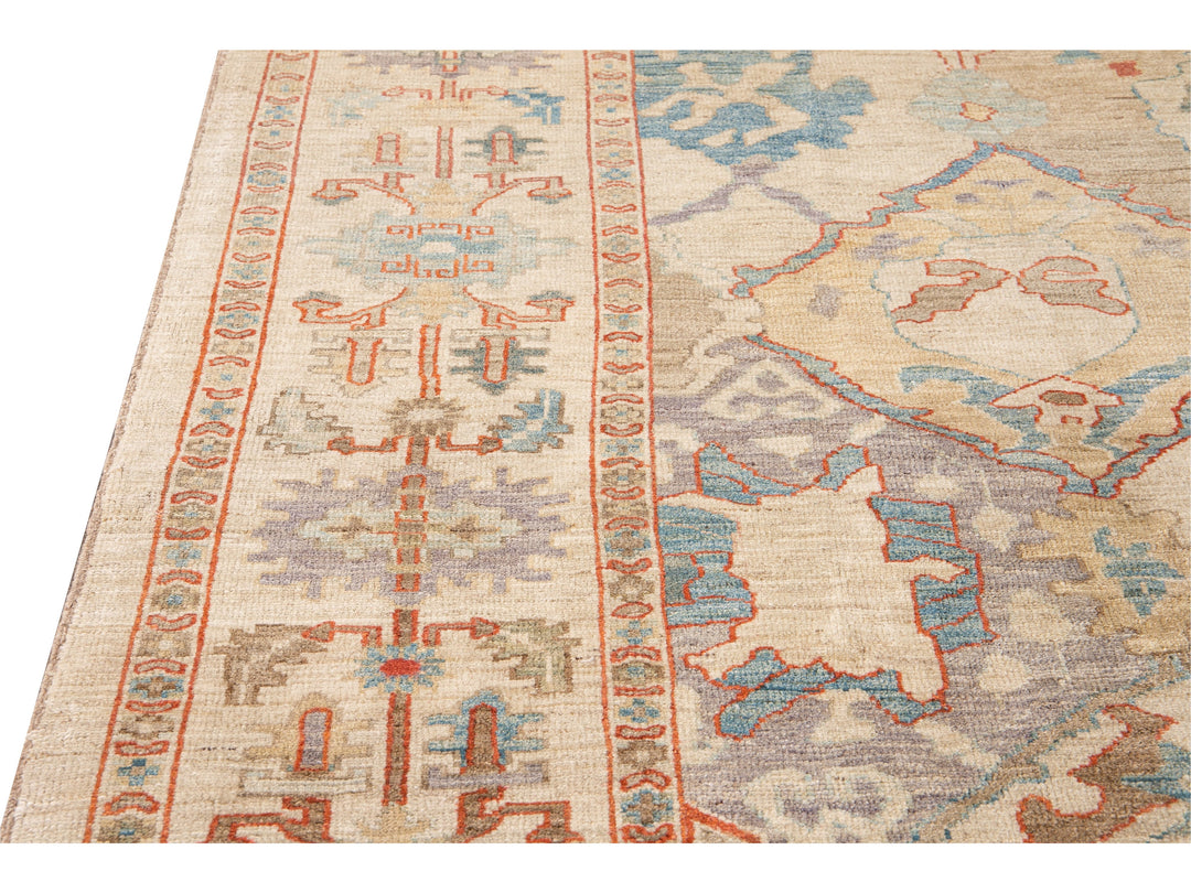 Modern Sultanabad Multicolor Handmade Geometric Floral pattern Wool Rug