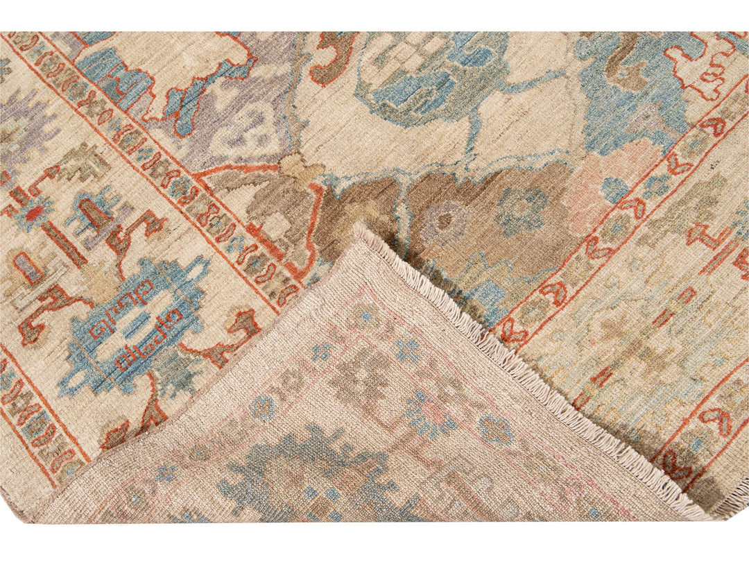 Modern Sultanabad Multicolor Handmade Geometric Floral pattern Wool Rug