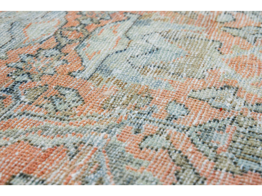 Antique Persian Mahal Handmade Floral Beige And Orange Wool Rug