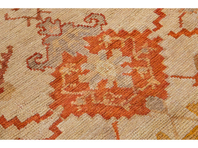 Antique Oushak Wool Rug 12 X 15