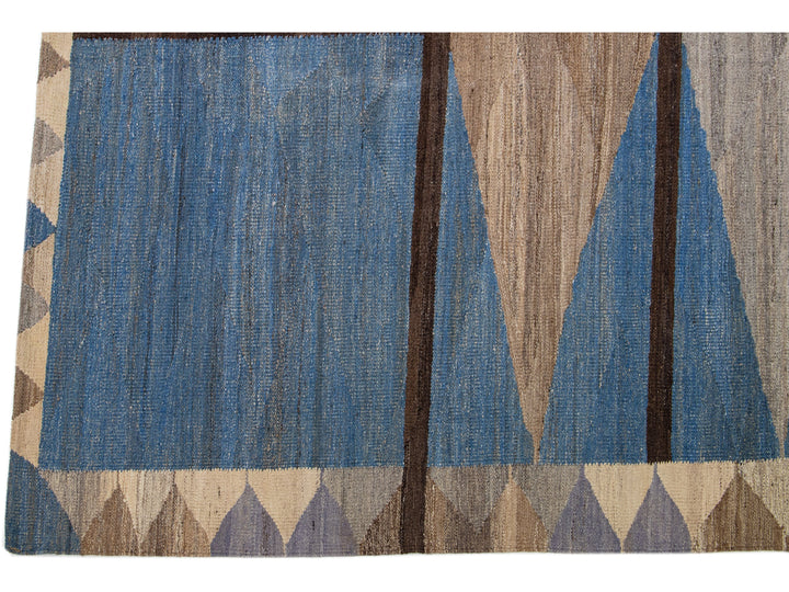 Modern Flat-Weave Wool Rug 14 X 17