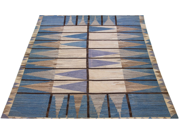 Modern Flat-Weave Wool Rug 14 X 17