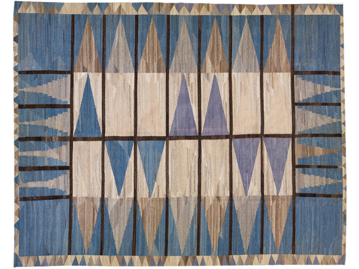 Modern Flat-Weave Wool Rug 14 X 17