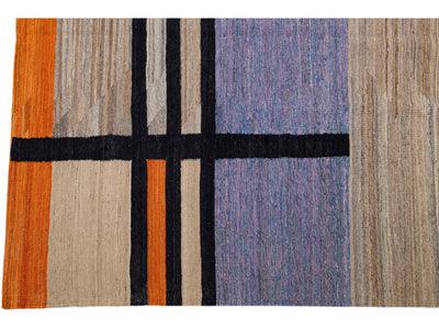 Modern Flat-Weave Wool Rug 9 X 12