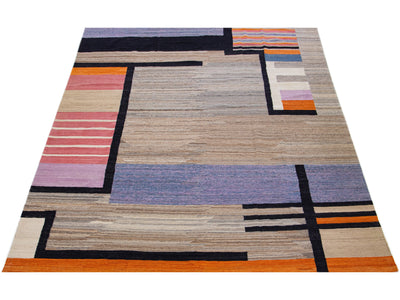 Modern Flat-Weave Wool Rug 9 X 12