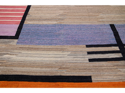 Modern Flat-Weave Wool Rug 9 X 12