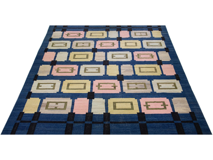 Modern Flat-Weave Wool Rug 15 X 19