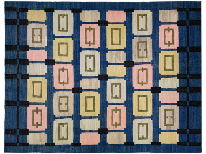 Modern Flat-Weave Wool Rug 15 X 19