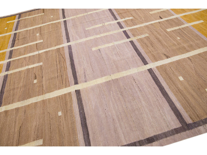 Modern Flat-Weave Wool Rug 10 X 14