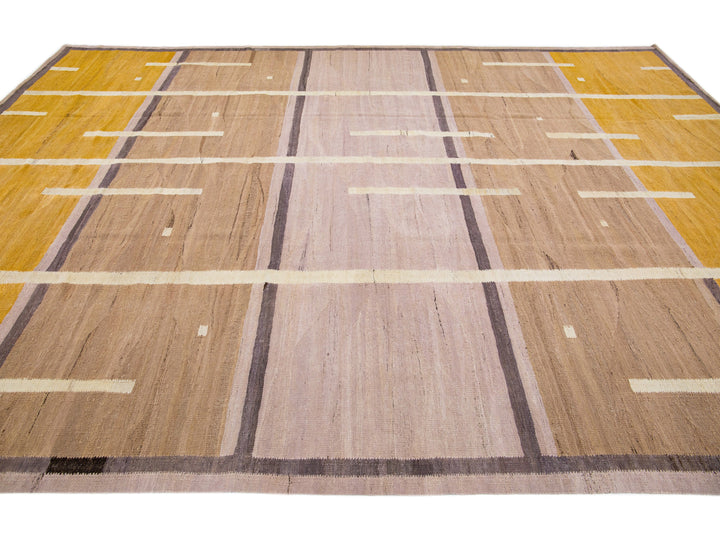 Modern Flat-Weave Wool Rug 10 X 14