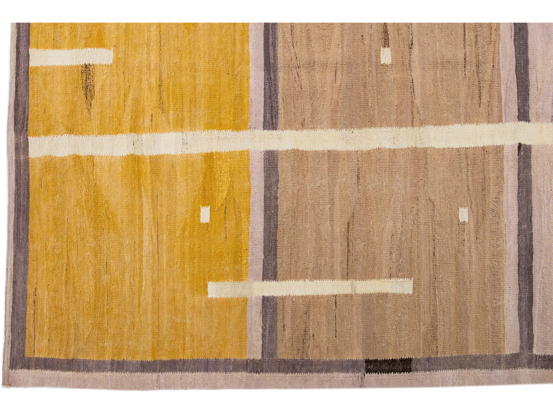 Modern Flat-Weave Wool Rug 10 X 14