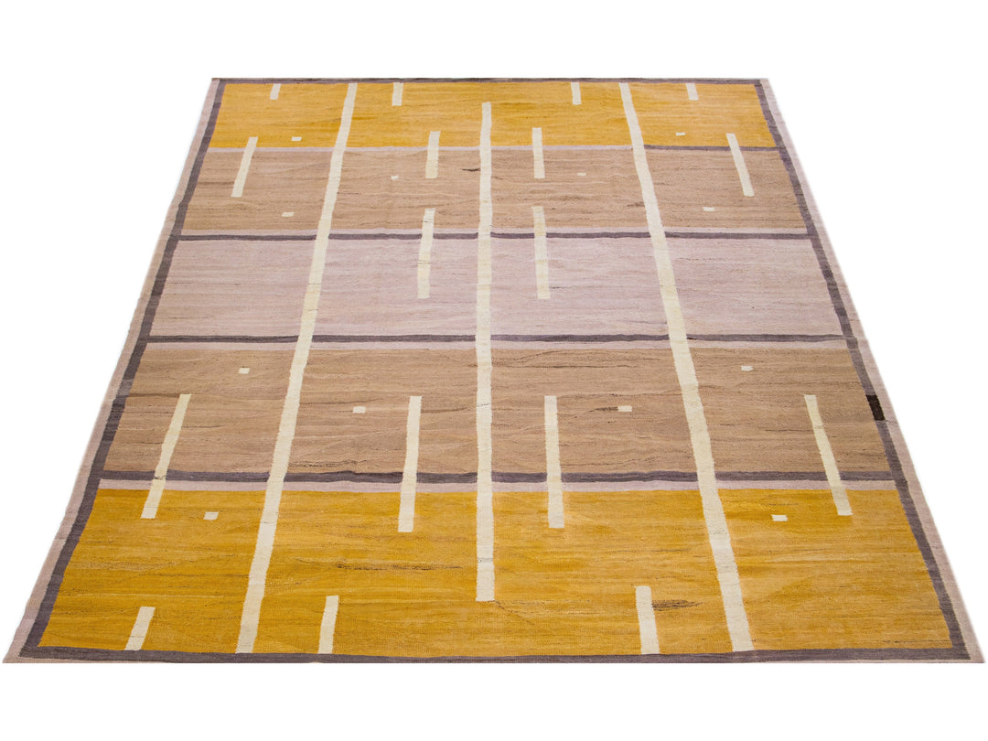 Modern Flat-Weave Wool Rug 10 X 14