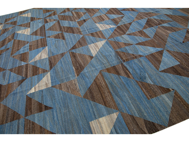 Modern Flat-Weave Wool Rug 13 X 16