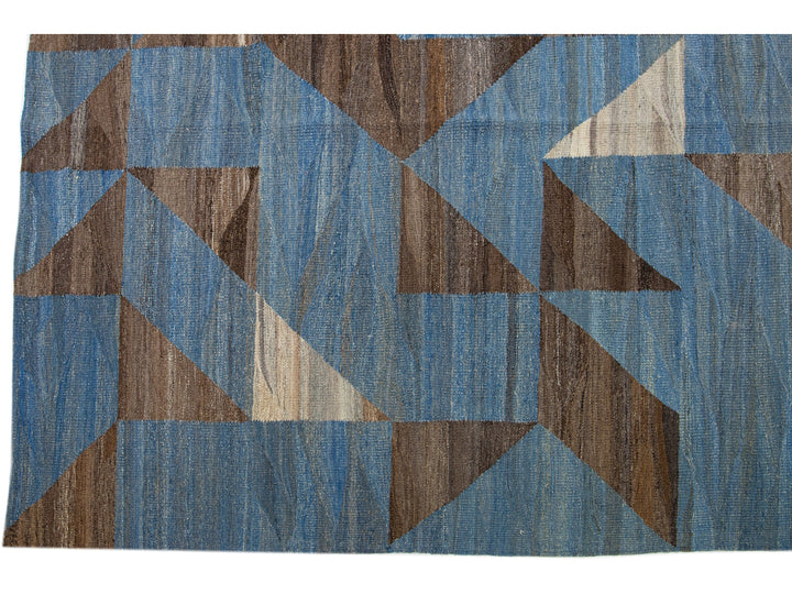 Modern Flat-Weave Wool Rug 13 X 16
