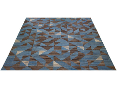 Modern Flat-Weave Wool Rug 13 X 16