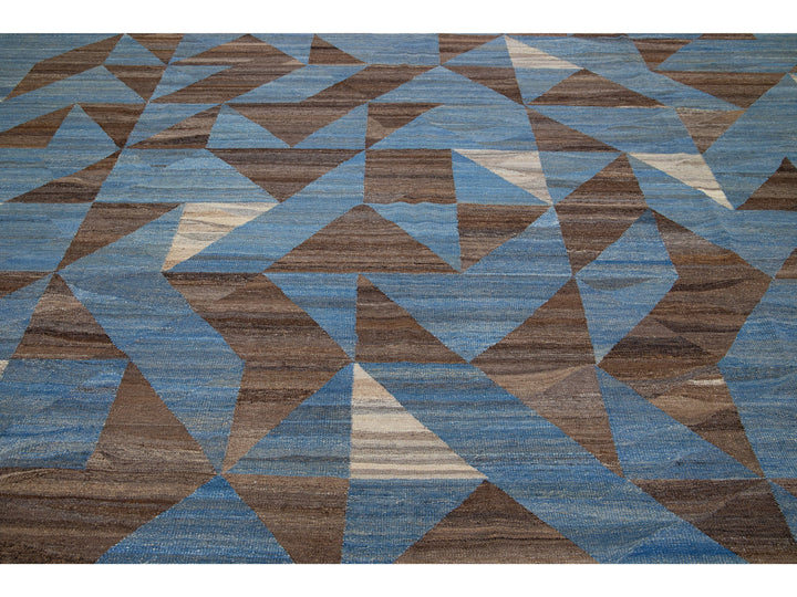 Modern Flat-Weave Wool Rug 13 X 16