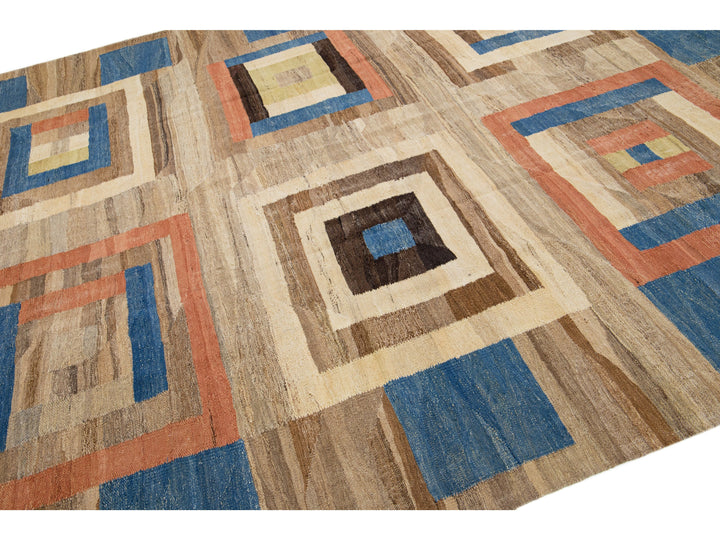 Modern Flat-Weave Wool Rug 9 X 12