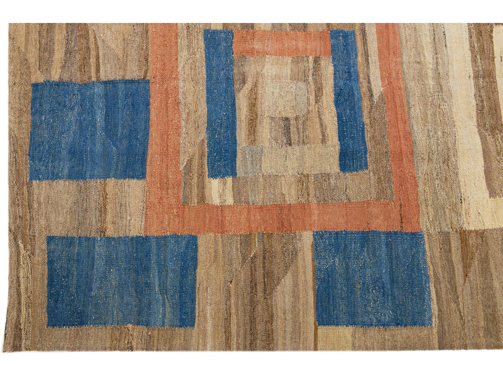 Modern Flat-Weave Wool Rug 9 X 12