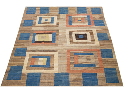 Modern Flat-Weave Wool Rug 9 X 12