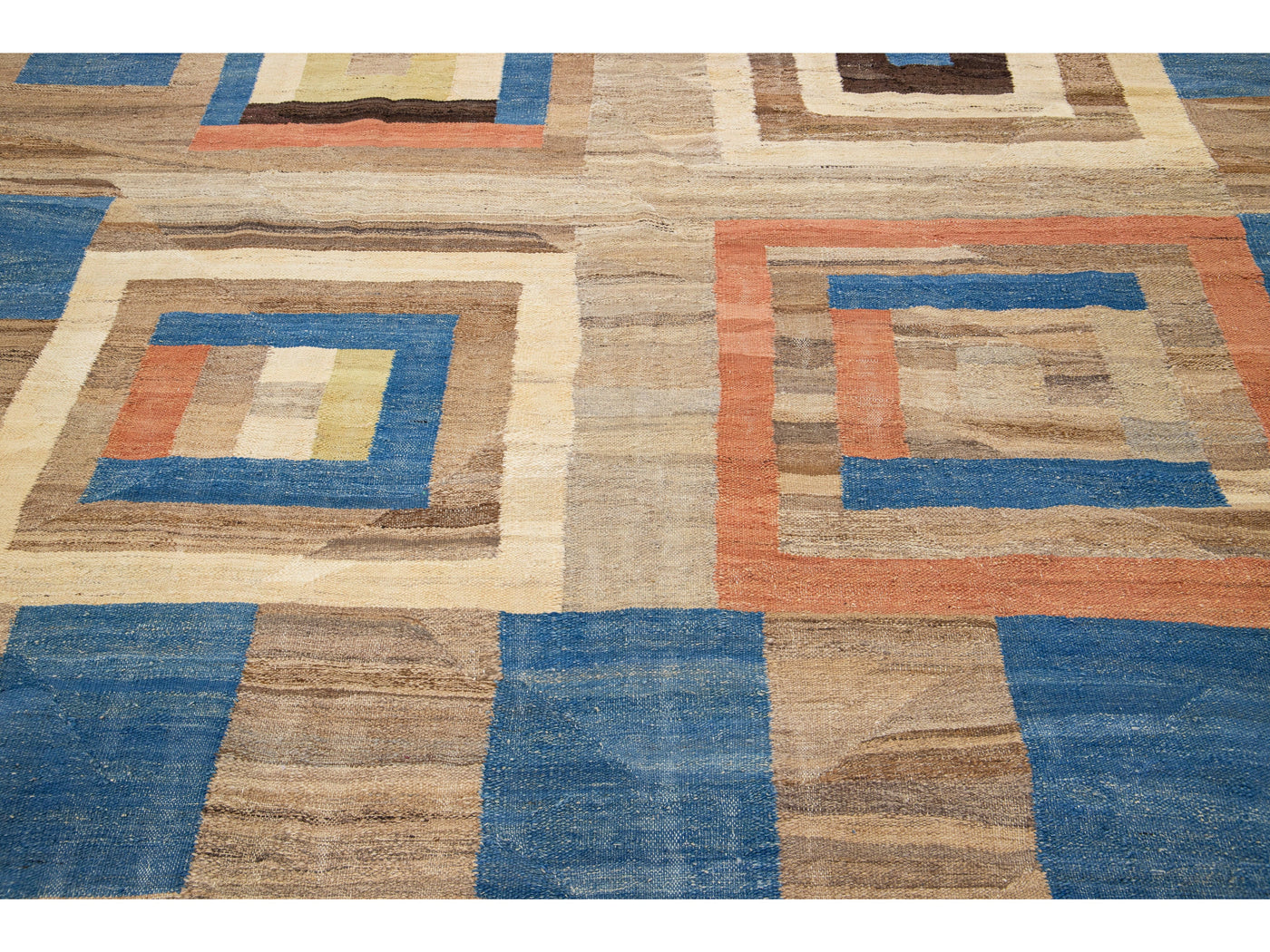 Modern Flat-Weave Wool Rug 9 X 12