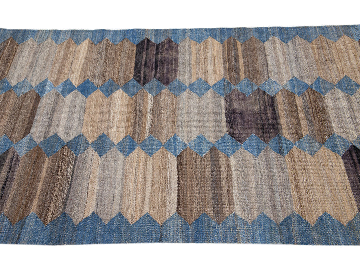 Modern Flat-Weave Wool Runner 4 X 16