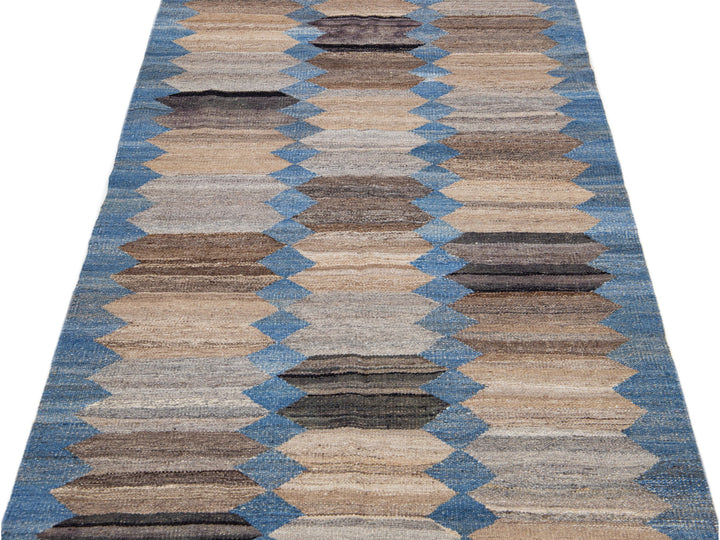 Modern Flat-Weave Wool Runner 4 X 16