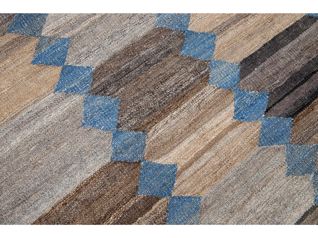 Modern Flat-Weave Wool Runner 4 X 16