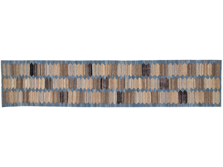 Modern Flat-Weave Wool Runner 4 X 16