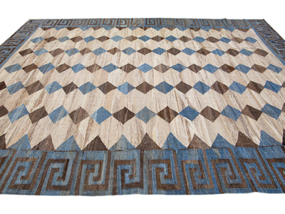 Modern Flat-Weave Wool Rug 10 X 13